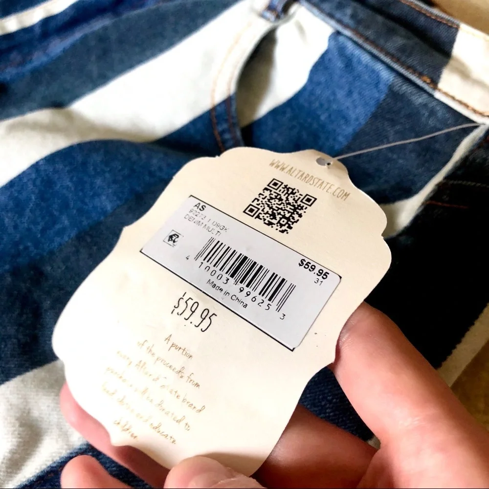 NEW Altar’d State Striped Denim Shorts - Picture 4 of 8